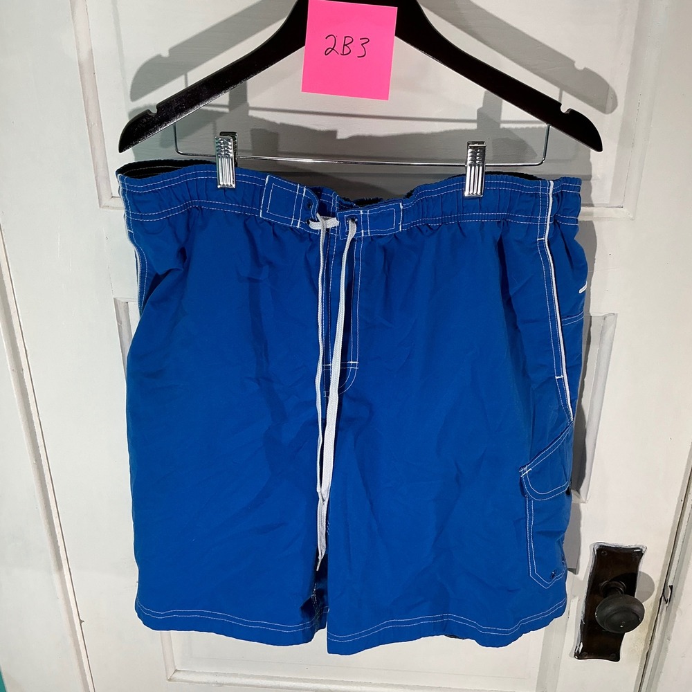 Speedo Swim Trunks Blue Swimsuit Shorts Elastic Waist XL
